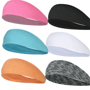 Headband Sweatband Women Men Hair Band Yoga Gym Sports Strech Headwear Head Wrap - Picture 1 of 37