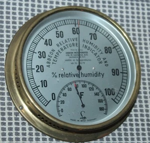 LUFFT Wall Hygrometer Thermometer BRASS Humidity temperature ABEON Germany M2A4 - Picture 1 of 4
