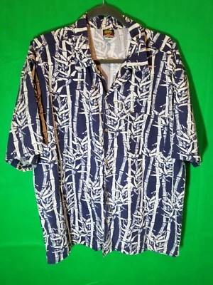 BEACH NATIVE Tropical Navy Button Up Shirt Men's Size XL Island Bamboo - Image 1 of 4