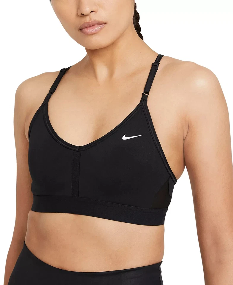 Nike Dri Fit Indy Sports Bra Light Support Athletic Black Racerback Sz XL