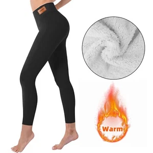 Womens Winter Warm Sherpa Fleece Lined Leggings Thick Cashmere Thermal Pants L - Picture 1 of 3