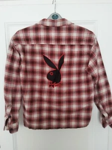 Playboy By Pacsun Mens Flannel Button Up Shirt Red Plaid Size Small PTP 20" VGC - Picture 1 of 6