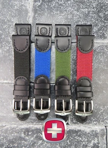 Nueva correa de cuero del ejército suizo de 21 mm correa de reloj de nailon Wenger negra 21 mm W - Imagen 1 de 18