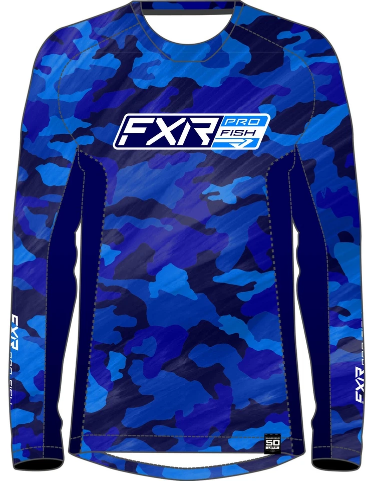 FXR Derby Air UPF 24 Mens Long Sleeve T-Shirt Blue/Camo - Image 1 of 1