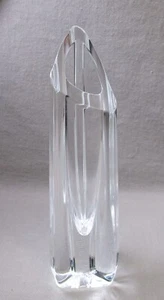 Baccarat Kristallglas Frankreich Dreieck klare Rosenknospe Vase ca. 8,5" signiert - Bild 1 von 7