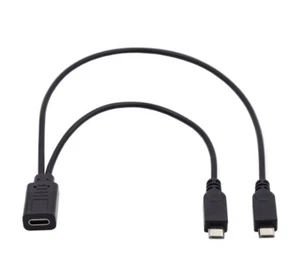 USB-C 3.1 Female to 2 x USB 2.0 Micro 5 Pin Male Charging Splitter Cable 30cm - Picture 1 of 10