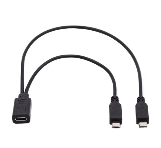 USB-C 3.1 Female to 2 x USB 2.0 Micro 5 Pin Male Charging Splitter Cable 30cm - Image 1 of 4