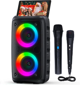 Karaoke Maschine für Erwachsene und Kinder, Tragbarer Bluetooth Lautsprecher mit 1 Wireless M - Bild 1 von 7