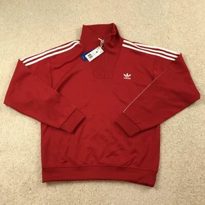 Adidas Adicolor Funnel Neck 1/4 Zip Track Top Pullover Mens Medium Red JN5444 - Picture 1 of 7