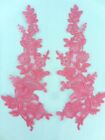 Embroidered Floral Applique Mirror Pair Salmon Clothing Patch Craft (Bl150x)