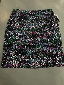 Talbots 2P Skirt Pencil Knee Length Black w/ Vibrant Floral Print Back Slit NWT - Picture 1 of 5