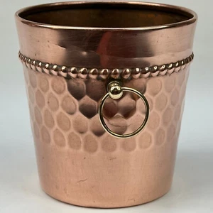 Vintage French Hammered Copper Small Ice Bucket Ornament Stamped Villedieu - Picture 1 of 20