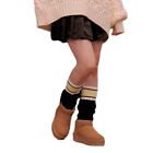 Women Colorblock Striped Cable Knit Leg Warmers Winter Warm Slouch Boot Socks