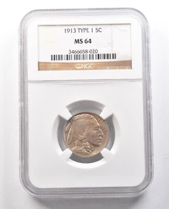 1913 Indian Head Buffalo Nickel Type 1 MS64 NGC *1246 - Picture 1 of 3