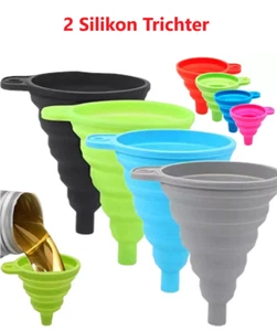 Falttrichter Silikon Trichter  2 Stück Küche Auto universal Camping Öl flexibler - Bild 1 von 14