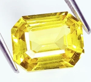 Zaffiro Giallo Naturale 10 Ct Certificato Gemma Sciolta Taglio Ottagonale Gemma G07 - Foto 1 di 13