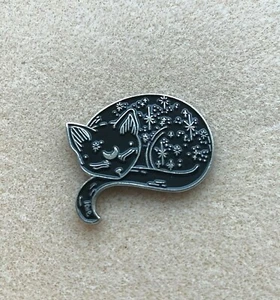 Cute Mystical Stars and Moon Lucky Black Cat Pin Brooch in Gift Bag - Picture 1 of 5