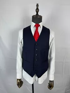 SuitSupply Ferrara Waistcoat Vest 100% wool navy custom made us size 36S - Picture 1 of 15