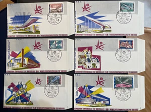1958 Belgien #B619-B624 komplett auf 6 FDCs Weltausstellung Brüssel Abdeckungen - Bild 1 von 2