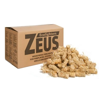 ZEUS ECOLIGHTERS Encendedor ecológico 5 kg ZEUS - Encendedor de chimenea Encendedor de barbacoa Lana de madera Encendedor de fuego