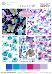 Lebendige Aquarelle Debbie Shore 100% Bio Baumwolle 5 Stück Fat Quarters Paket - Bild 1 von 6