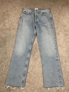 Agolde Jeans Womens 29 Lana Medium Wash Denim Raw Hem Straight Leg Classic Pants - Picture 1 of 10