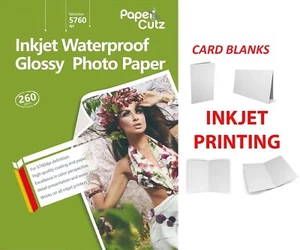 A4 INKJET PHOTO PAPER GLOSS CARD BLANKS, PAPERCUTZ PROFESSIONAL - Picture 1 of 21