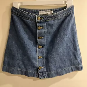 American Apparel Size Small Denim Button Front A-Line Mini Skirt Medium Wash - Picture 1 of 5