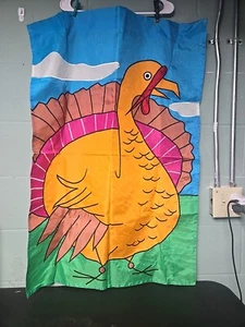 Bandera vintage de pavo de acción de gracias con césped jardín patio 27"x38" - Imagen 1 de 5