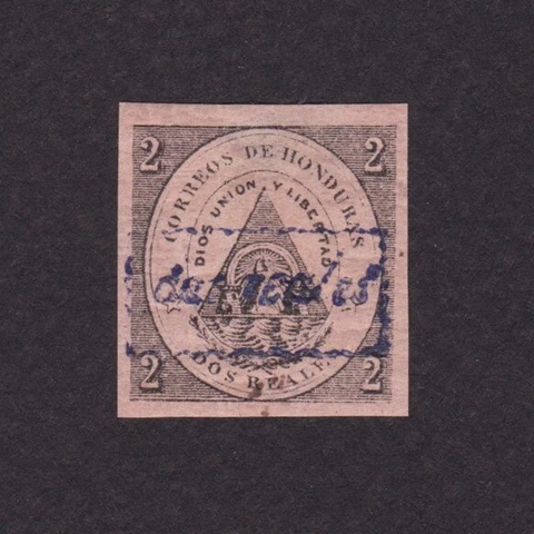 HONDURAS 1877, Sc# 6, CV $475, signed, MH Cover
