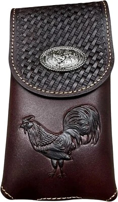 7" ROOSTER WESTERN LEATHER POUCH BELT LOOP HOLSTER CELL PHONE CASE UNIVERSAL - Image 1 of 4