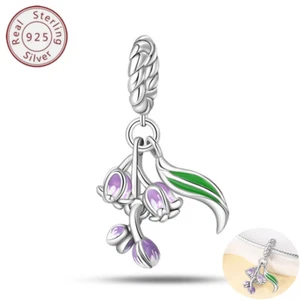 KUNSIR 925 Sterling Silver Flower Charm Bellflower Dangle DIY Charm For Bracelet - Picture 1 of 6