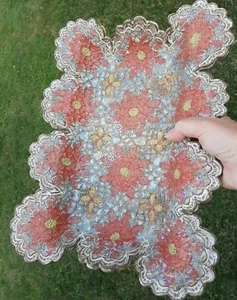 BANDEJA DE CERÁMICA ARTE ESTUDIO naranja/amarillo diseño textura floral firmado BOHO 10x12 - Imagen 1 de 12