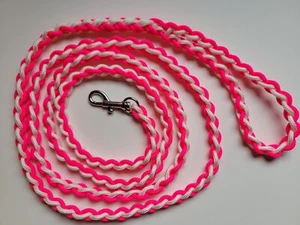 Paracord Braided Leash Lead 6 ft (Pink & White) Puppy Cat Sm to Med Dog - Picture 1 of 6