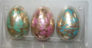 NIP NEW Easter Eggs Fillable Holiday Home Pink Aqua Blue Gold Set 3 Large - Picture 1 of 1
