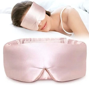 Silk Sleep Mask for Side Sleepers, 100% Mulberry Silk Eye Cover, Adjustable Band - Picture 1 of 7