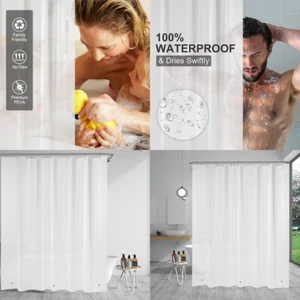 Heavy Duty Frosted Shower Curtain Liner 72x78 In PEVA 3 Magnets Waterproof Vinyl - Picture 1 of 10