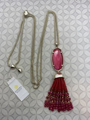 Collar Colgante Largo Kendra Scott Eva Tono Dorado Rojo Madreperla MOP Foto 1 de 4