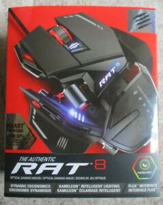 MAD CATZ R.A.T. 8 RAT8 Laser Gaming Maus mit LED-Tasten schwarz rot 