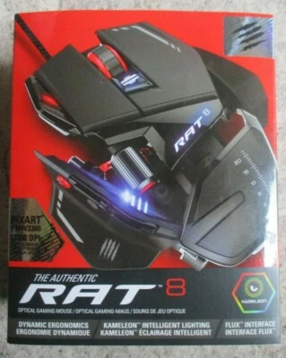 MAD CATZ R.A.T. 8 RAT8 Laser Gaming Maus mit LED-Tasten schwarz rot  - Bild 1 von 4