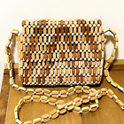 Bead Bag Wooden Purse Mod Gogo Retro Vtg 7" X 6" Handbag Japan Mcm Retro Boho
