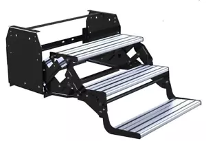 TRA Australia Triple Black Steel Caravan Step With Aluminium Tread - Picture 1 of 2