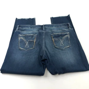 Vigoss Crop S16 L25 (Fits 37W 28L) Mid Rise Stretch Denim Frayed Raw Hem Jeans - Picture 1 of 10