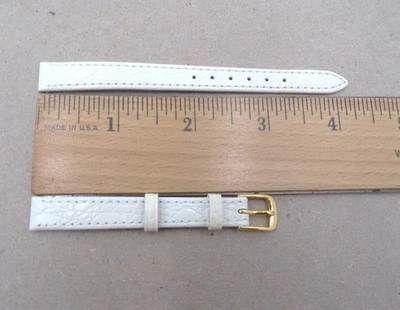 Correa de reloj Speidel 10 mm/R de cuero de grano de cocodrilo blanco hebilla en Y 319-230 (B252) NOS Foto 1 de 3