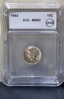 1944 Mercury Silver Dime ICG MS62 - Lightly Toned! - Image 1 of 2