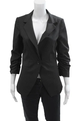 Blazer Elizabeth and James Mujer Acanalado Manga Cuarto Un Botón Negro Talla 2 Foto 1 de 4