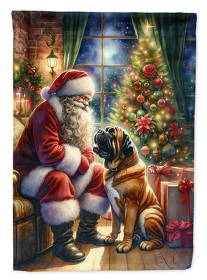 Bullmastiff and Santa Claus Christmas Flag Canvas House Size DAC4086CHF Foto 1 de 4