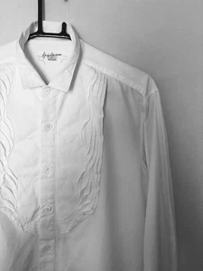 Yohji Yamamoto Pour Homme Long Sleeve Shirt Front Pleated White Size L Used JP - Picture 1 of 4