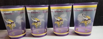 MINNESOTA VIKINGS NFL FOOTBALL  PLASTIC CUPS 16oz PURPLE N GOLD SET  OF 4 - Image 1 of 4