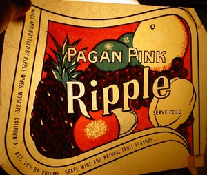 PAGAN PINK RIPPLE VINTAGE 70er Jahre KLASSIKER ALKOHOL BÜGELTRANSFER B-26 - Bild 1 von 2